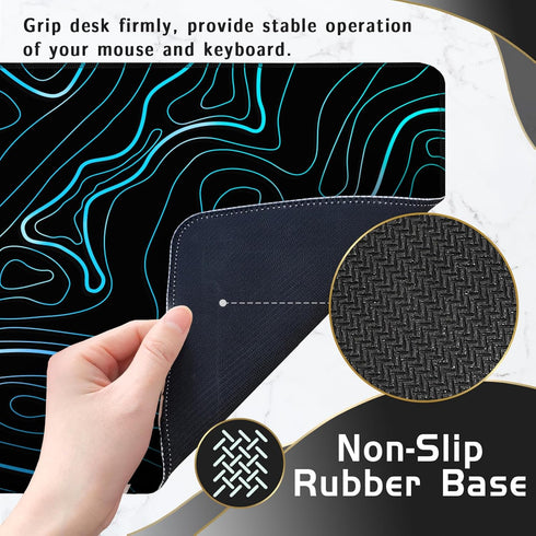 UJoowalk Large Topographic Mouse Pad, XL Gaming Mousepad, Desk Mat 31.5 x 11.8 in, Black White Minimalist Contour for