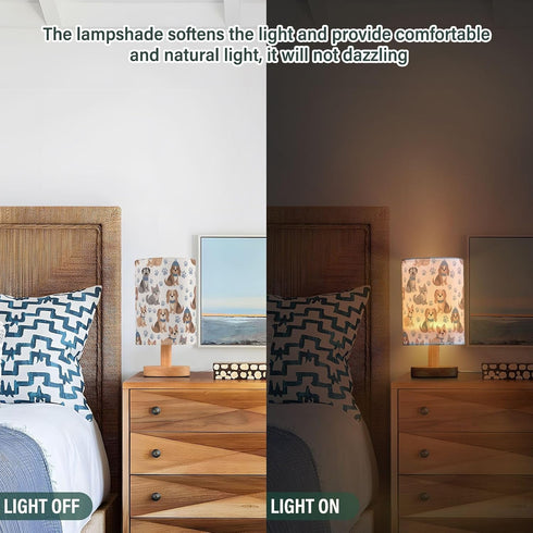 Generic Puppy Blue Hat Small Desk Lamp for Bedroom Nightstand Bedside Lamps with USB Table Lamp with Fabric Night Light