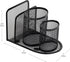 Desktop Organizer, Pen Cup, Mail Sorter, Accessory Storage for Workspace, Office, Metal Mesh, Black