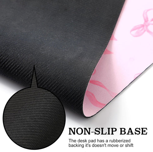 Hahafelt 23.62 13.78 Inches Pink Bows Mouse Pads Coquette Kawaii Mouse Pad x Preppy Trendy Computer Desk Mat for Laptop