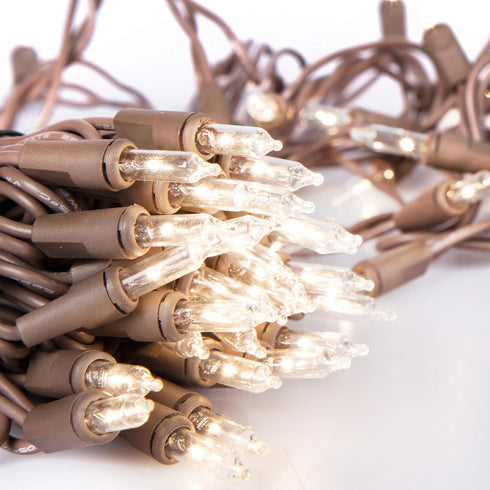 612 100 18 20 (Pack 2) Vermont Clear Mini Christmas String Lights on Brown Wire Cord, UL Approved for Indoor/Outdoor
