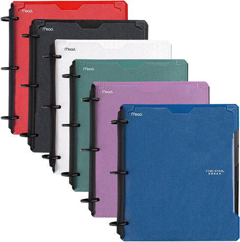 Five Star Flex Refillable Notebook + Study App, 1 Inch Binder with Customizable Cover, College Ruled Notebook and 3 Ring Binder, Hybrid NoteBinder, 200 Sheet Capacity, Color Will Vary (29326) by Five Star
