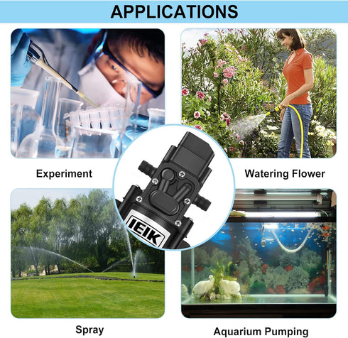 12 Volt Diaphragm Pump, 3LPM 0.8 GPM 100PSI Self Priming Sprayer for RV, Marine, Lawn Use