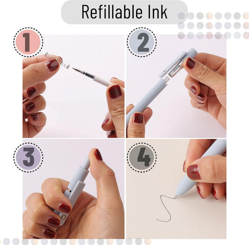 Mr. Pen - Retractable Fine Point Gel Pens, 6 Pack, Cute Aesthetic Morandi Barrels, Fast Dry Ink for Journaling