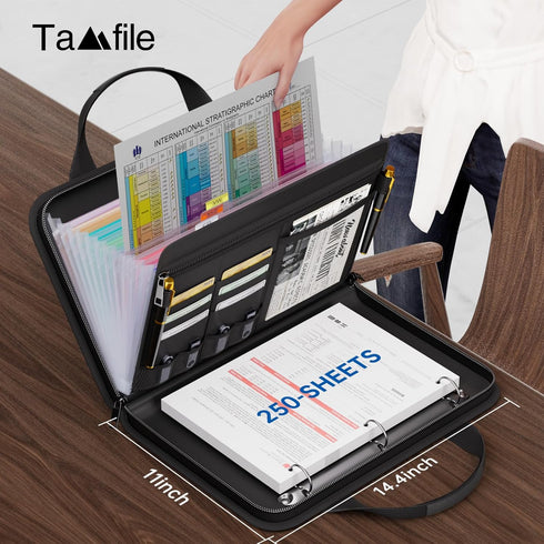 Tamfile Fireproof Accordion File Organizer with Handle, 13 Pocket Expanding Folder with Zipper & Labels