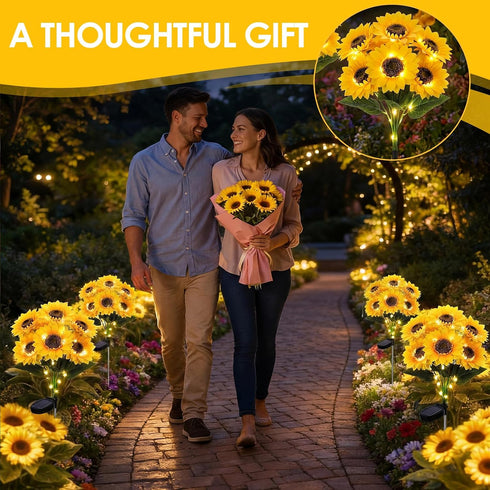 4 Pack 24 45 Ip65 VIHOSE Sunflower Solar Lights with Sunflowers LED Waterproof Outdoor Stake Lights with Upgraded Solar