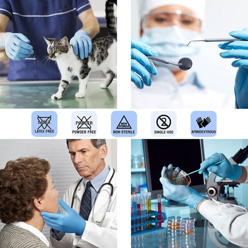 Safe Health Nitrile Exam Disposable Gloves, Latex Free, Powder Free, Box of 100, Large