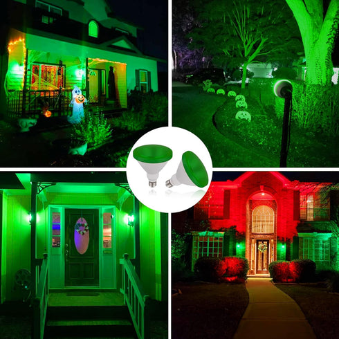 Par38 Green Light Bulb, 15W (100W Equivalent) E26 Green Flood Lights, 2 Pack for Party Decoration, Porch, Holiday
