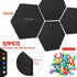 Ctosree 12 Pcs 5.9 x 7 Inch Felt Bulletin Board Tiles Hexagon Felt Pin Boards Cork Board Strip Self Adhesive Backing with 50 Push Pins for Pictures Photos Memos Office School Rv Decor (Black)