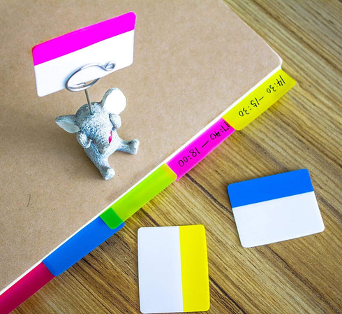 ELII 300 Pcs 2 Inch Sticky Index Tabs, Colorful Writable Transparent Book Tabs for Notebooks and Annotating