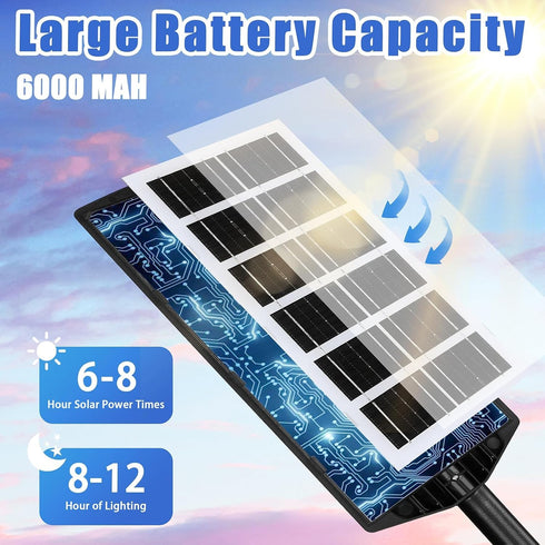 6500K Solar Street Lights Outdoor Waterproof, Solar Lights Dusk to Dawn Solar Security Flood Lights Motion Sensor