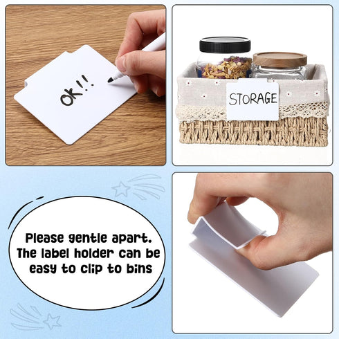 80 Set 76 4 Chinco Pcs Basket Label Clips Include Removable Kitchen Clip Label Holder PVC Storage Bin with Chalk
