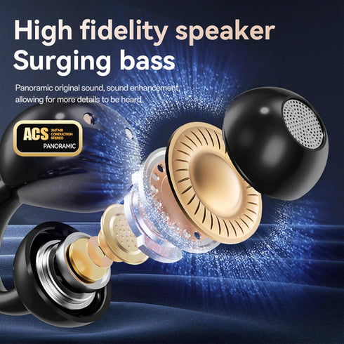 5.4 Open Ear Clip Headphones Wireless Earbuds Bluetooth Sports Earphones with Wireless LED Touch Screen Waterproof