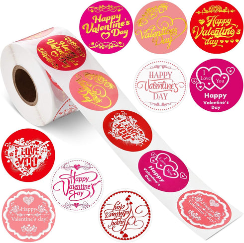 Outus 500 Pcs Valentine Stickers - Valentine's Day Decoration Rolls for Party Gift Exchange Sealing