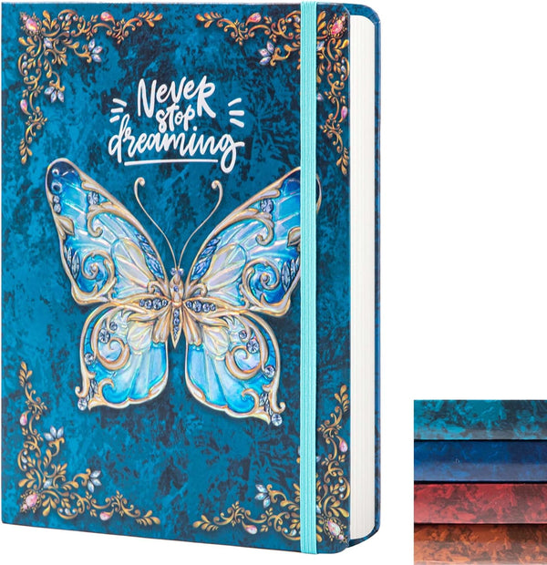 College Ruled Journal for Writing, B5 3D Butterfly Embossed Hardcover Notebook, 192 Pages, 9" x 6.9"