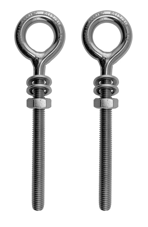 US STAINLESS 2 Pieces Stainless Steel 316 M10 Eye Bolt, 10mm x 100mm, Marine Grade
