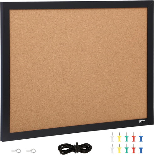 VEVOR Cork Board for Walls, Double-Sided 24'' x 18'' Bulletin Board with Framed for Office Home