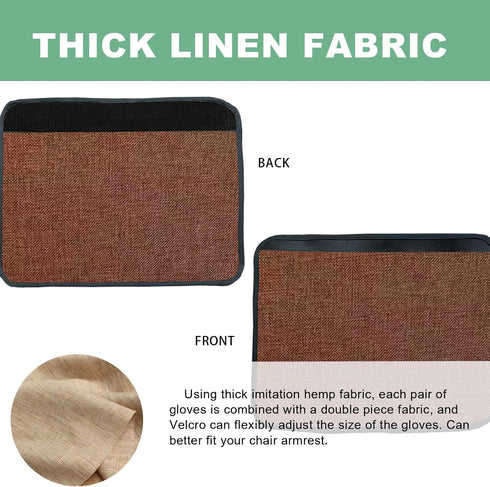 Linen Office Chair Arm Covers, Adjustable Desk Chair Armrest Protector, Set of 2 (Brown)