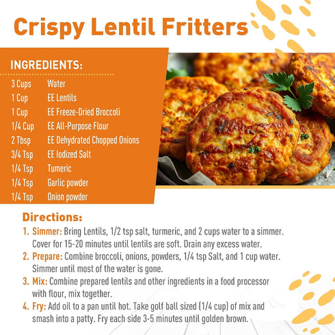 48 30-Year Emergency Essentials Lentils, Long-Term Emergency Food Supply, Servings, Shelf Life, High-Protein Vegetarian