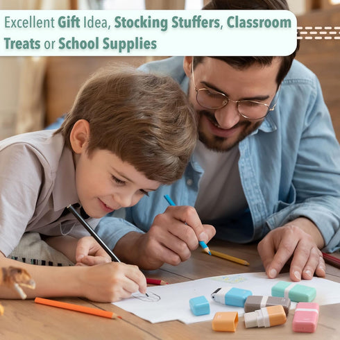 Mr. Pen Erasers for Kids, 6 Pack, Cute Pastel Colors, Pencil Eraser with Cover and Roller for School