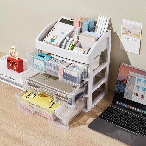 Desk Organizer with Drawers, 3 Drawers Storage Organizer for Office Supplies, Makeup, Desktop Storage Box