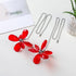2 Pack Silver Ceiling Fan Pull Chains Extension, Red Crystal Prisms Flower Pendant Pull Chains for Ceiling Fans