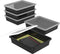Storex Letter Size Flat Storage Tray Organizer Bin with Non-Snap Lid for Classroom, Office, Home, Black, 5-Pack