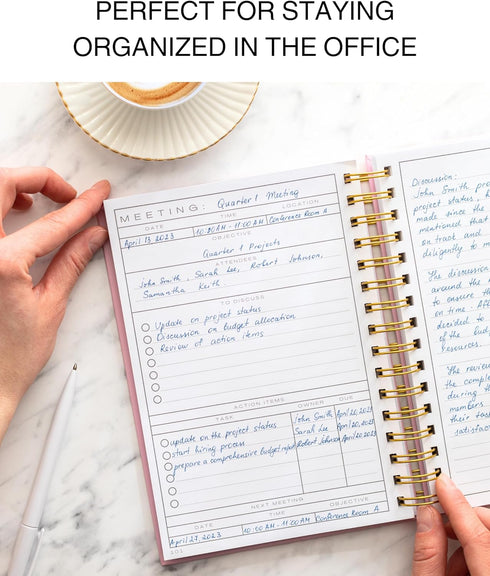Lamare A5 Meeting Notebook for Work Organization, 220 Pages, Note Taking Planner for 100+ Meetings, 8.5x6”