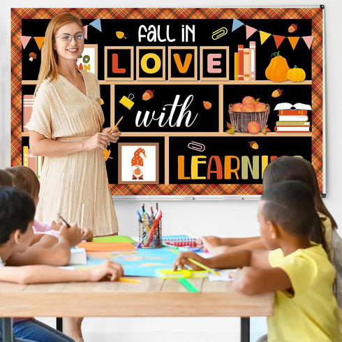 Set Bookshelf Bulletin Board Fall in Love with Learning Classroom Decoration Reading Library Inspirational Paper