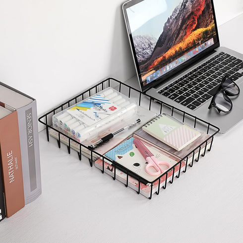 BTSKY Multipurpose A4 File Tray, Wire Desk Tray Organizer, Elegant Letter Size Desk Documents Tray for Office, Black