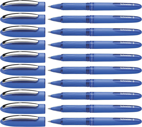 Schneider One Hybrid C Rollerball Pen - 0.5 mm Hybrid Conical Tip, Light Blue Barrel, Box of 10