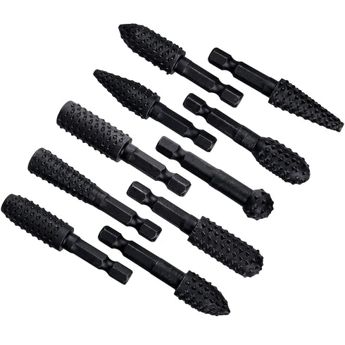 Yakamoz 10Pcs 1/4 Inch Hex Shank Rotary Rasp File Set - Wood Carving Burrs Drill Bits for Wood Polishing