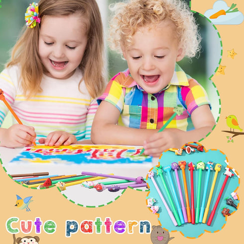 Yexiya 200 Pieces Cute Cartoon Gel Ink Pens - 0.5 mm Novelty Black Gel Ink Pens, Assorted Styles