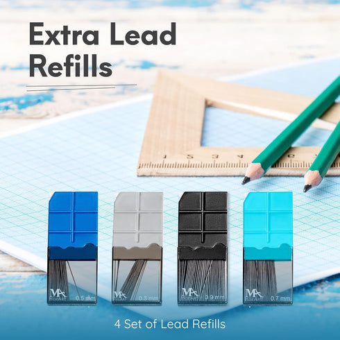 Mozart Essential Set of Lead Refills - 4 Sizes: 0.3, 0.5, 0.7 & 0.9 mm with 100 HB Lead Refills Each
