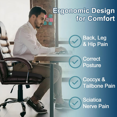 Tailbone Memory Foam Cusion, Relief Pressure Seat Cusion for Office Chairs & Car Seat, Ergonomic Design Seat Cusion