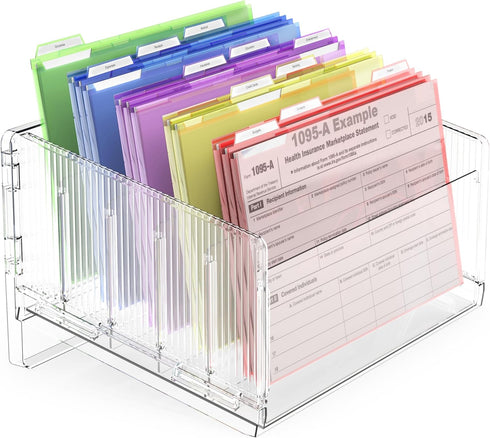 File Sorter Organizer, 5 Sections Acrylic Letter Tray for Desk, Mail Organizer Holder for Envelopes, Mail, Electronics