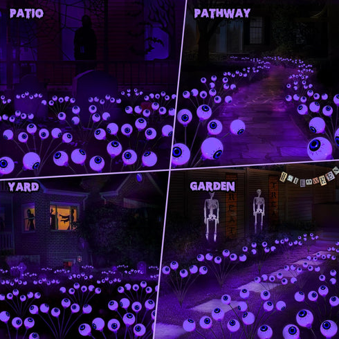 Brizled 2 Pack Solar Halloween Lights, 12 LED Eyeball Lights with 2 Modes for Outdoor Garden Yard Lawn Decoration