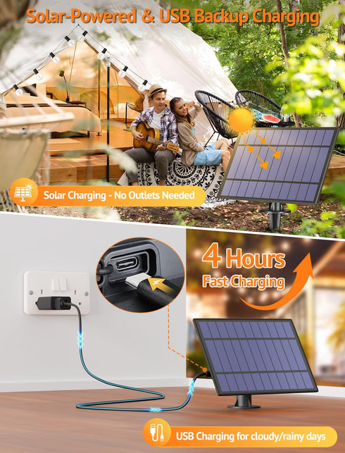 25FT Dimmable 3 10+1 G40 Bulbs Larkvue Solar String Lights Outdoor with Remote, Waterproof Modes Patio Lights with LED