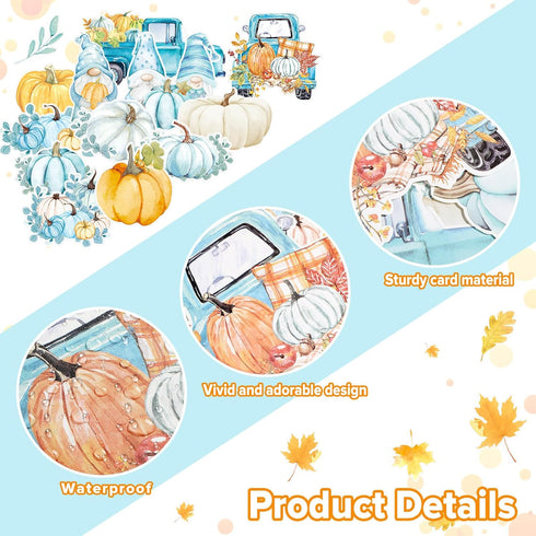 Faccito 70 Pcs Thanksgiving Bulletin Board Decorations Set, Hello Fall Cutouts, Blue Thanksgiving Cutouts, Watercolor