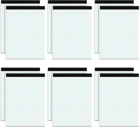 Graph Paper Pad 8.5 x 11, 12 Pack Graph Paper Notebook, 4x4 Graph Ruled, Grid Paper Pad 8-1/2" x 11", 30 Sheets/Pad,