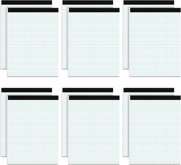Graph Paper Pad 8.5 x 11, 12 Pack Graph Paper Notebook, 4x4 Graph Ruled, Grid Paper Pad 8-1/2" x 11", 30 Sheets/Pad,