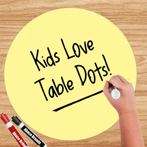 Table Dots Dry Erase Circles for Classroom Teachers, 10 Pack, 12" PVC, 5 Colorful Stickers, Removable Desktop Whiteboard