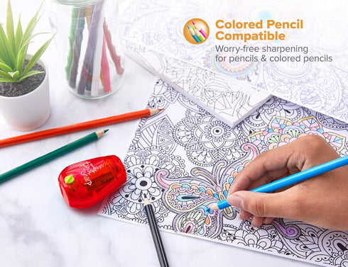Bostitch Office Pencil Sharpener - Twist-N-Sharp, 3-Pack with 12 Colored Pencils for Kids Activities