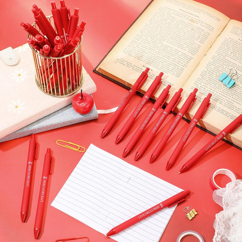 Cholemy 150 Pcs Red Ribbon Week Pen, Black Ink Retractable Ballpoint Pens for Red Ribbon Awareness Supplies, Charity
