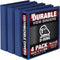 Samsill Durable 1.5 Inch Binder, D Ring Customizable Clear View Binder, Blue, 4 Pack, Holds 350 Pages