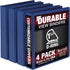 Samsill Durable 1.5 Inch Binder, D Ring Customizable Clear View Binder, Blue, 4 Pack, Holds 350 Pages