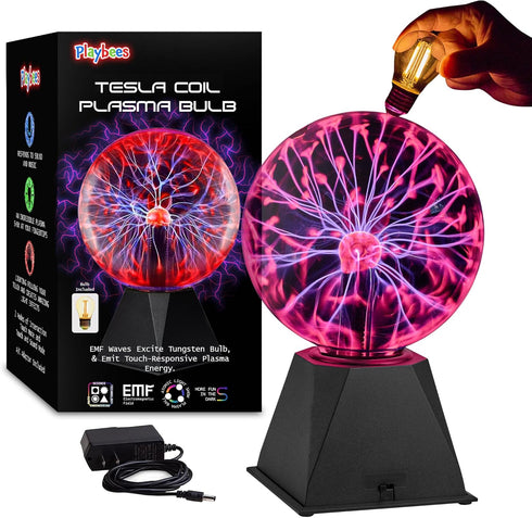 Playbees Red Plasma Ball - 7 Inch - Tesla Coil Bulb Static