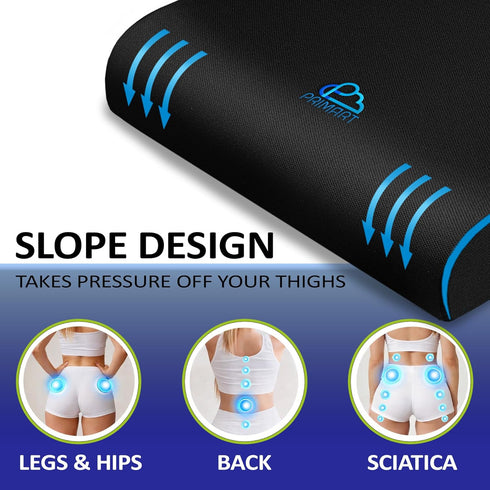 PRIMART Tailbone Memory Foam Seat Cushion, Ergonomic Office Chair Cushion for Back, Coccyx, Sciatica & Pain Relief