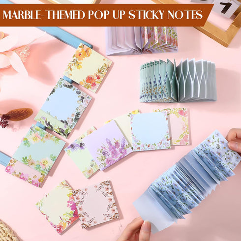 Clabby 15 Pads Pop up Sticky Notes, 3 x 3 Inch Floral Sticky Notes, Cute Sticky Pads for Student Teacher