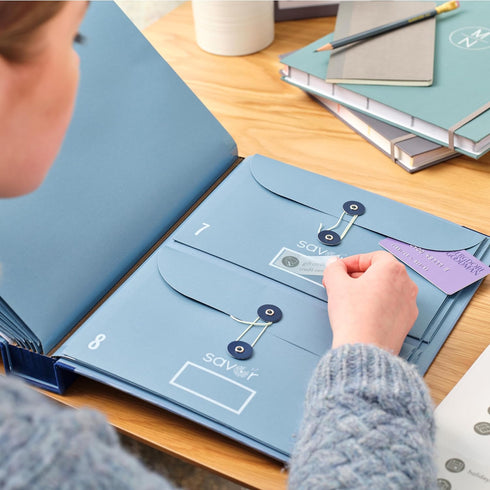 Savor Family Emergency Binder, Custom Dyed Cloth Bound Expanding File Folder for Important Papers and Documents